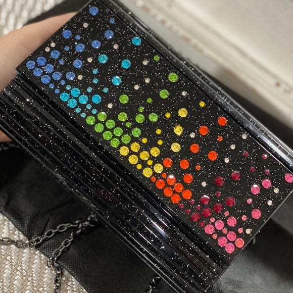 Kurt Geiger London Black Crystal Embellished Party Clutch - Picture 2 of 10
